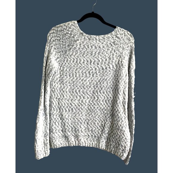 BUFFALO- WOMENS KNIT BLUE-GREY/WHITE CREW NECK LONG SLEEVE SWEATER SIZE MEDIUM - Picture 2 of 7